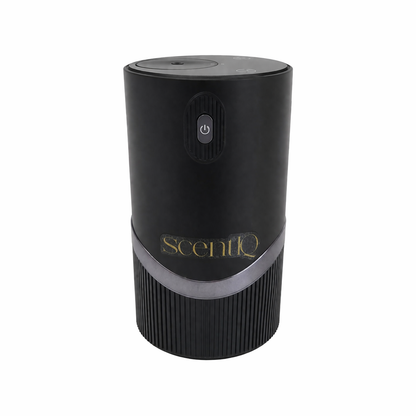 scentIQ waterless diffuser in matte black finish on a neutral background.