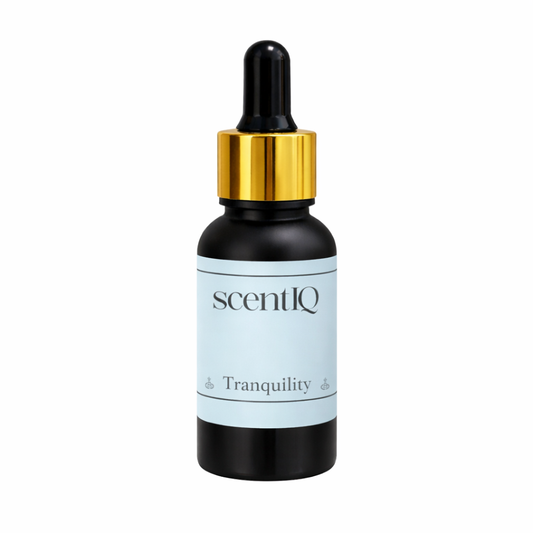 ScentIQ Tranquility essential oil dropper bottle on a white background